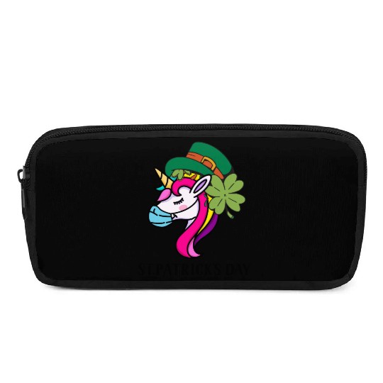 Toddler Girls St Patricks Day Rainbow Unicorn Face Pencil Cases