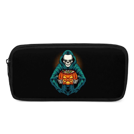 Grim Reaper With Scary Pumpkin - Halloween Pencil Cases