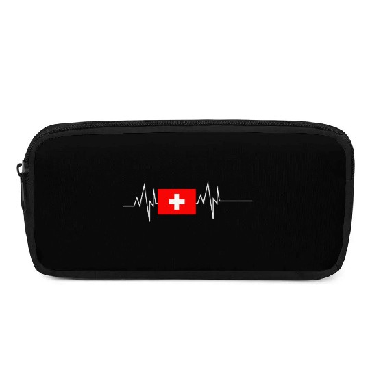 Switzerland Flag Heartbeat Pencil Cases