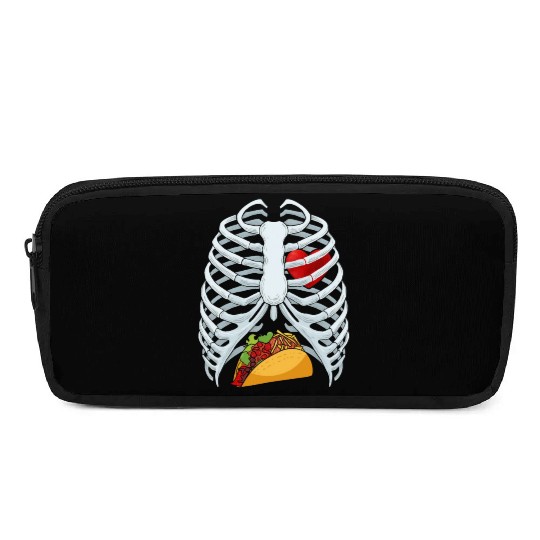 Funny Taco Skeleton Rib Cage Dad Halloween Costume Pencil Cases