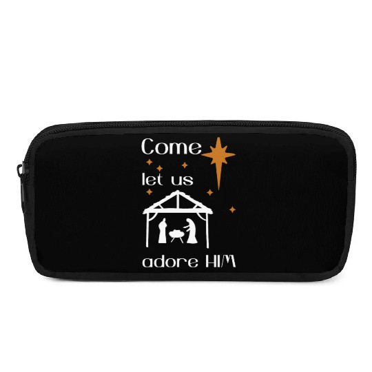 Christian Design come let us adore Him Pencil Cases