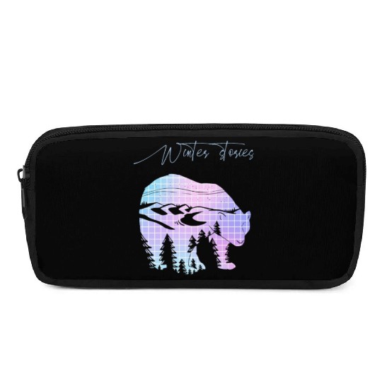 Winter stories Bear Trees Pastel Rainbow Pencil Cases