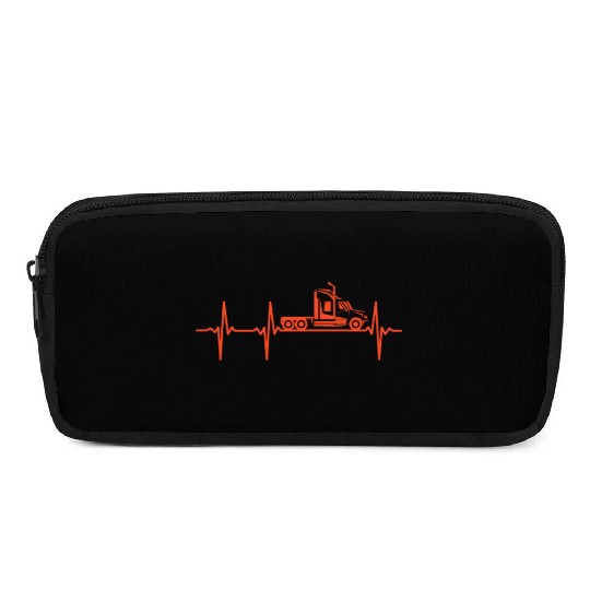 Trucking Trucker Heartbeat Truck Driver Heartbeat Pencil Cases