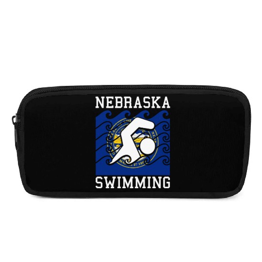 Nebraska Flag Swimming Team Swim Swimmer US State Pencil Cases