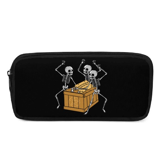 Retro Halloween Skeleton Playing Ouija Horror Pencil Cases