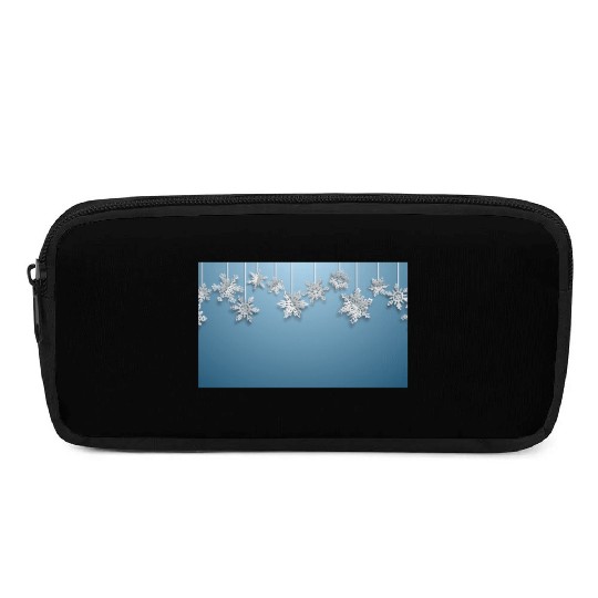 Elegant Hanging Snowflakes Light Blue Pencil Cases