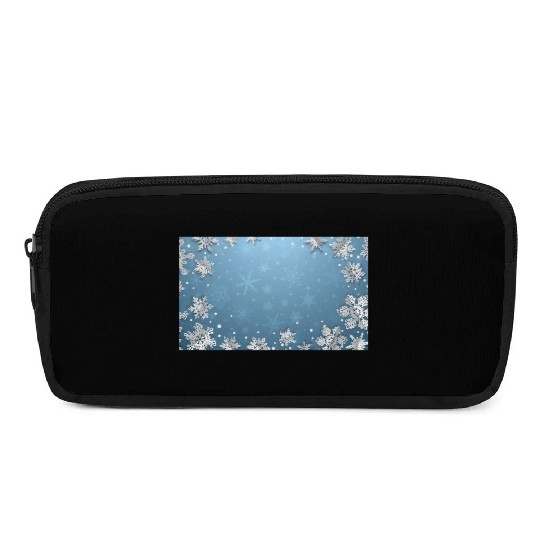 Winter Snowflakes Blue Pattern Pencil Cases