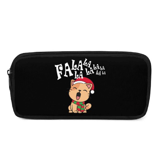 Cute Christmas Cat Singing Fa la la la Song Pencil Cases