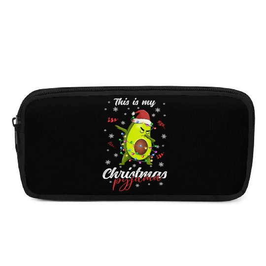 Winter Christmas Pyjama Avocado Pencil Cases