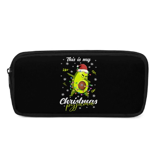 Winter Christmas Pyjama Avocado Pencil Cases