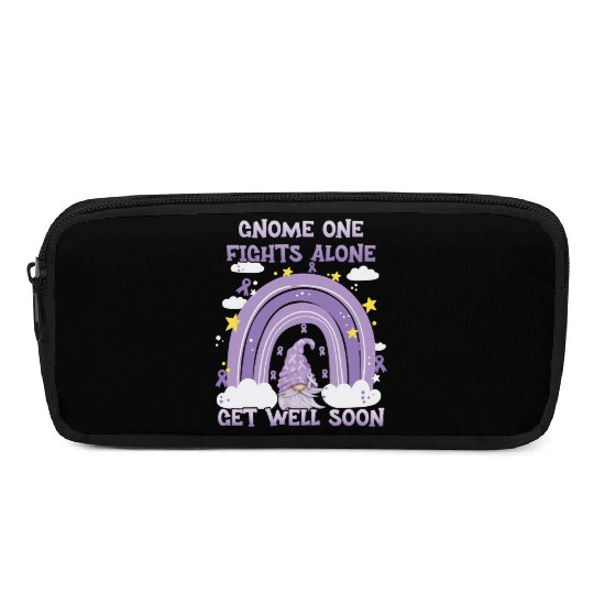 Gnome One Fights Alone Lavender Cancer Pencil Cases