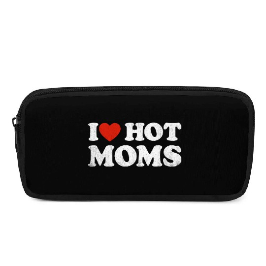 I Heart Hot Moms Y2K Adult Humor Distressed I Pencil Cases