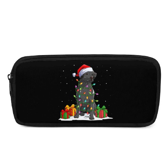 Black Lab Labrador Christmas Lights Pajama Dog Pencil Cases