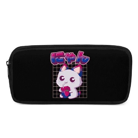 Bisexual Pride Bi Kawaii Cat Strawberry Milk Bisex Pencil Cases