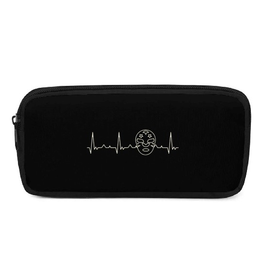 Wrestling Mask. Heart. Love. EKG. Pulse. Beat. Pencil Cases