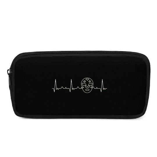Wrestling Mask. Heart. Love. EKG. Pulse. Beat. Pencil Cases