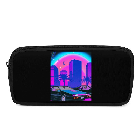 Vaporwave Car Synthwave City Pencil Cases