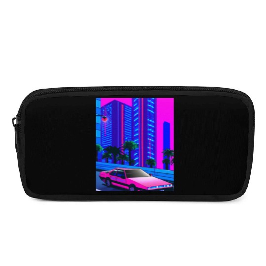 Vaporwave Car Synthwave City Pencil Cases