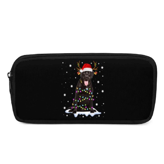 Black Lab Labrador Christmas Tree Light Pajama Dog Pencil Cases