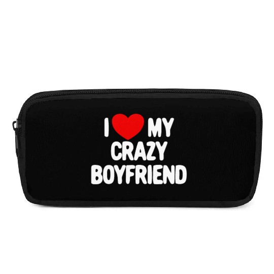 Love My Crazy Boyfriend Red Heart Crazy Boyfriend Pencil Cases