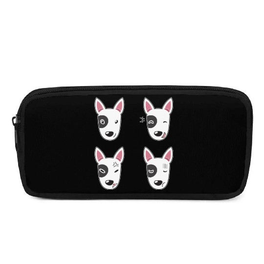 Funny Bull Terrier Dog Cartoon Faces Pencil Cases