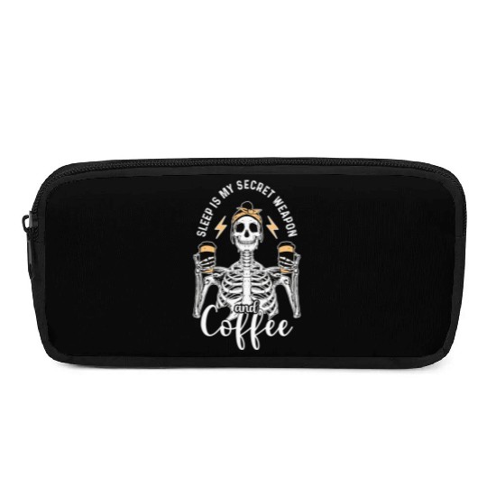 Skeleton Drink Tired Mom needs Coffee Pencil Cases