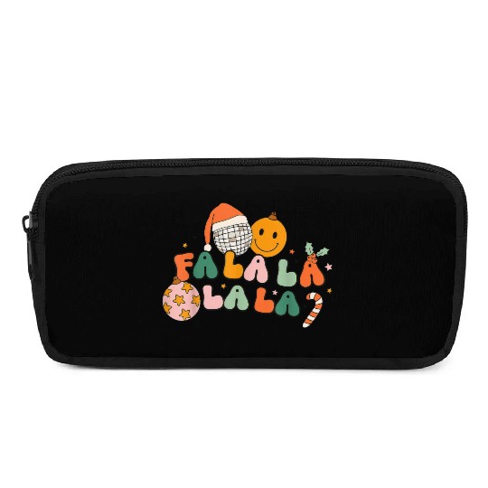 Retro Groovy Fa La La Christmas Cute Santa Hat Pencil Cases