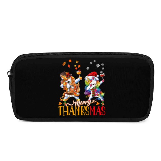 Merry Thanksmas funny unicorn Thanksgiving xmas Pencil Cases