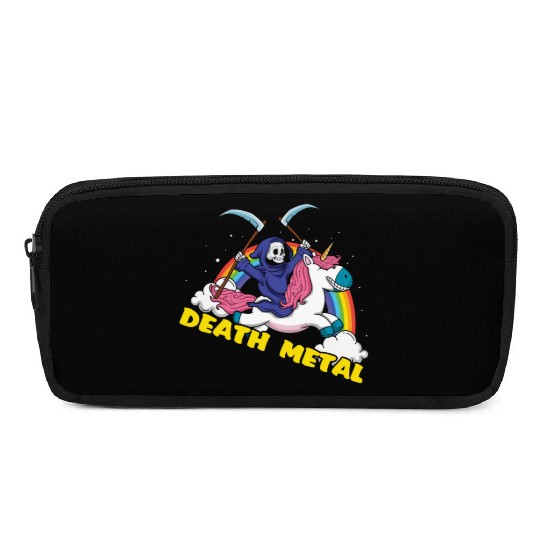 Skeleton Unicorn Rainbow Metal Music Lover Pencil Cases