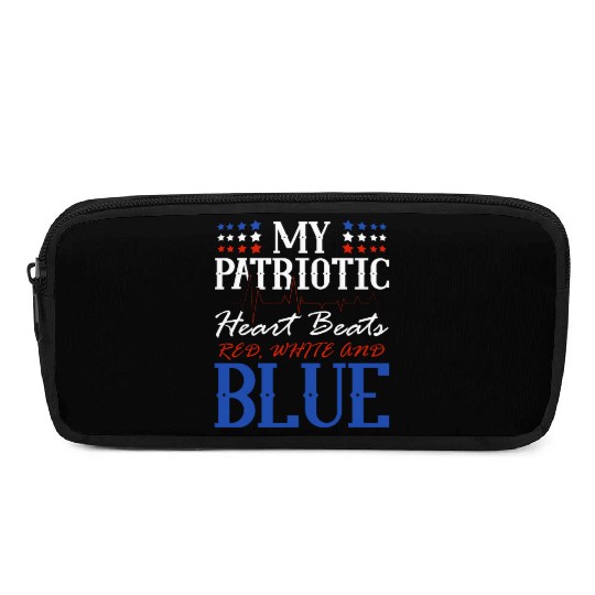 My Patriotic Heart Beats Red White and Blue 4th Pencil Cases