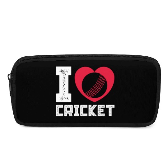 I Love Heart Cricket Pencil Cases