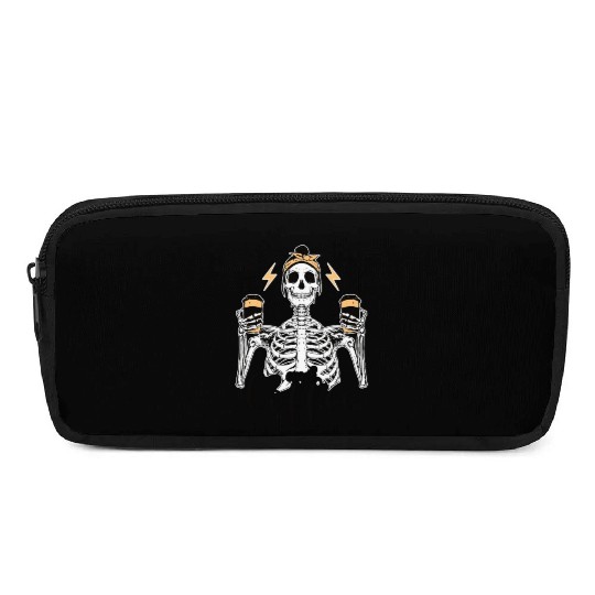 Skeleton Drink Tired Mom needs Coffee Pencil Cases