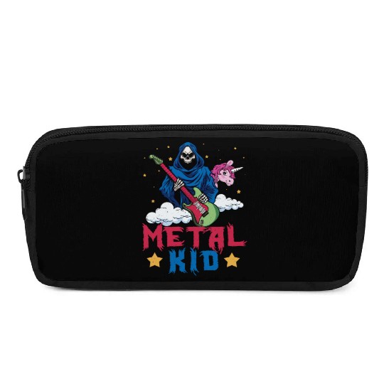Grim Bone Unicorn Rainbow Metal Rock Metal Kid Pencil Cases
