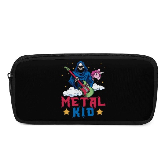 Grim Bone Unicorn Rainbow Metal Rock Metal Kid Pencil Cases