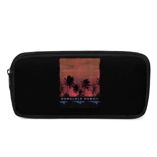 Honolulu Oahu Hawaii Vacation Souvenir Palm Tree Pencil Cases