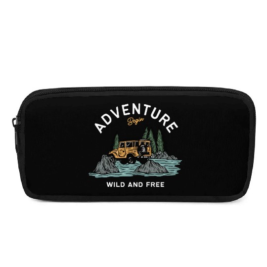 Light Blue Illustration Adventure Pencil Cases