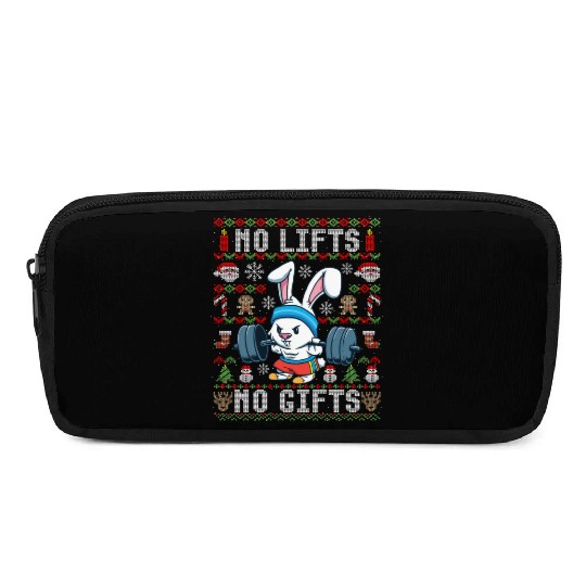 Funny No Lifts No Gifts Ugly Christmas Workout Pencil Cases