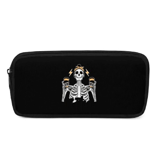 Skeleton Drink Tired Mom needs Coffee Pencil Cases