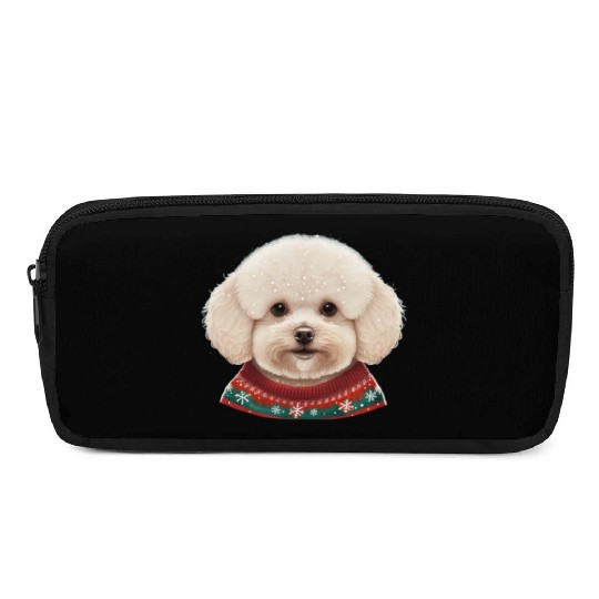 Festive Bichon Frise in a Christmas Sweater Pencil Cases