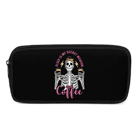 Skeleton Drink Tired Mom needs Coffee Pencil Cases