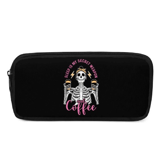 Skeleton Drink Tired Mom needs Coffee Pencil Cases