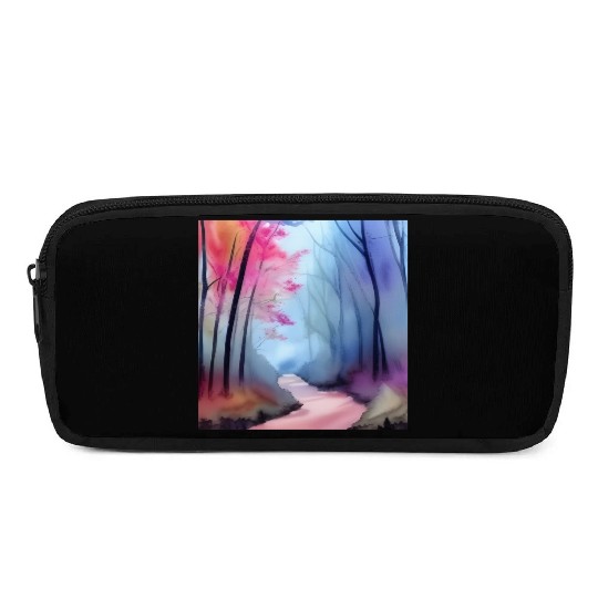 Pink and blue watercolor trees Pencil Cases