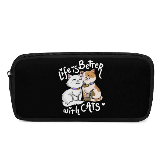 Valentine's Cat Lover Life Is Better With Cats mot Pencil Cases