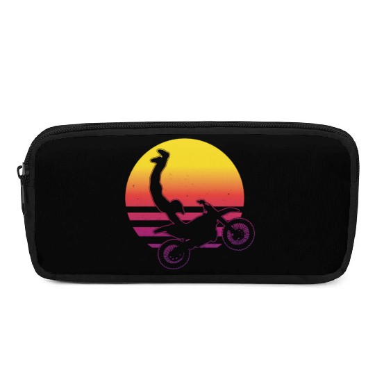 Motocross Jump Vaporwave Sunset Dirtbike Stunt Pencil Cases