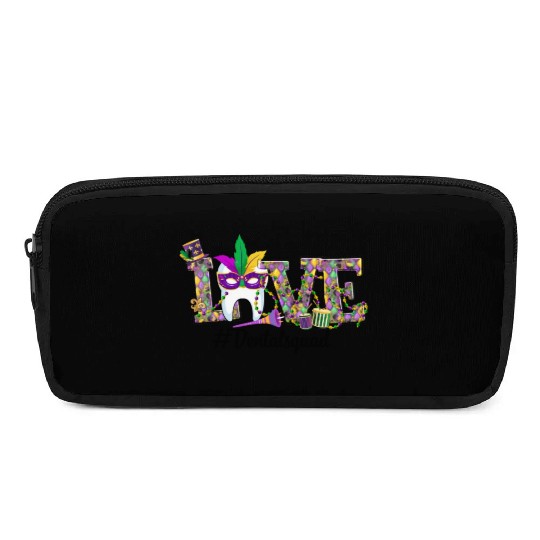 LOVE Mardi Gras Funny Tooth Wear Mask Dental Funny Pencil Cases