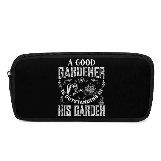 Amateur Gardener In The Garden, Fruit And Pencil Cases
