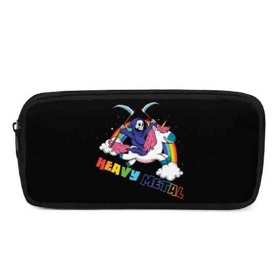 Metal Heavy Unicorn Skeleton Rocker Rock Heavy Pencil Cases