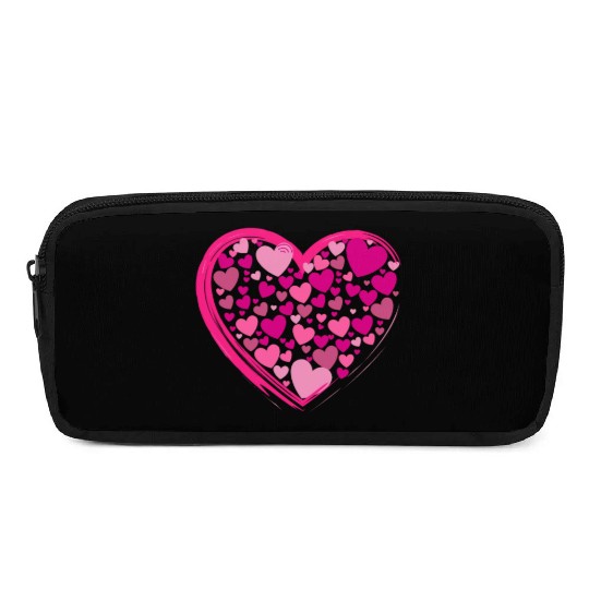 Cute Pink and Lilac Hearts in a Big Pink Heart Pencil Cases