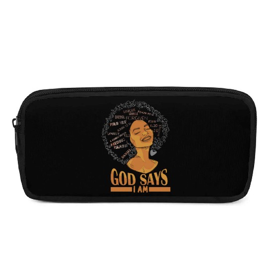 African American Girl God Says I Am Black Pride Pencil Cases