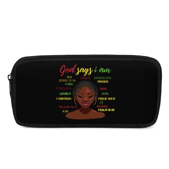African American Girl God Says I Am Black Pride Pencil Cases